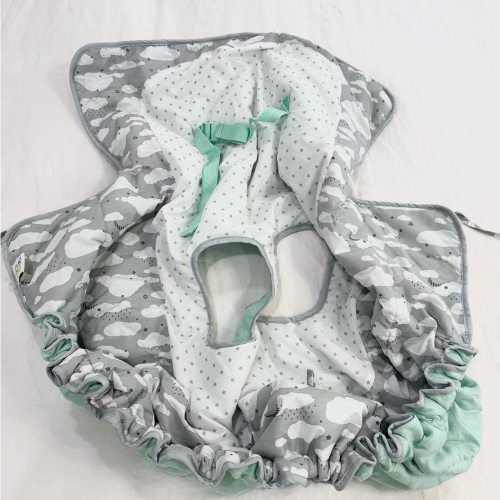 Mint and Gray Cloud Patterned Shopping Cart Cover